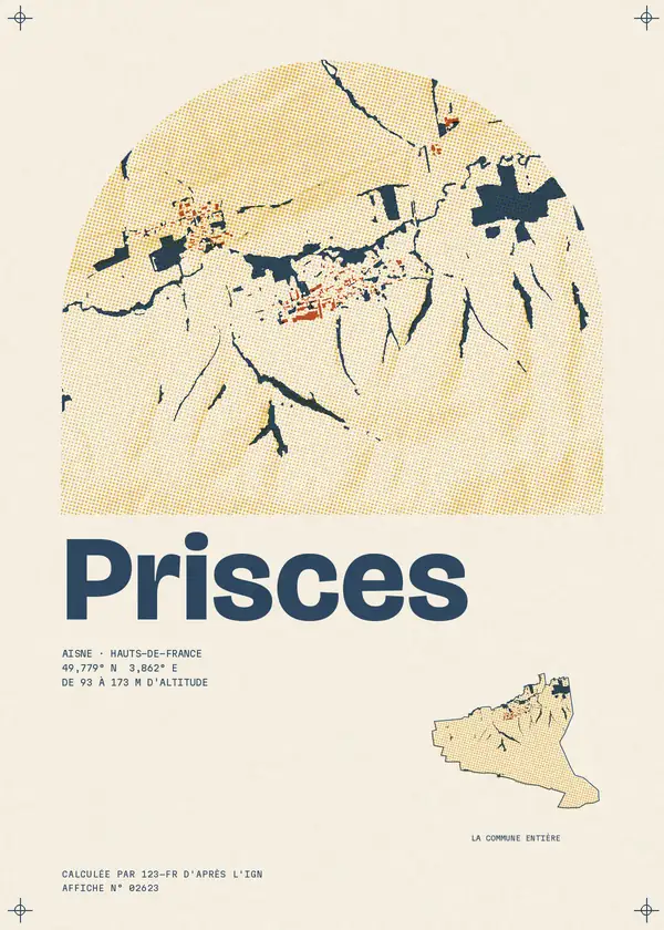 Affiche de Prisces, calculée par 123-fr d'après l'IGN