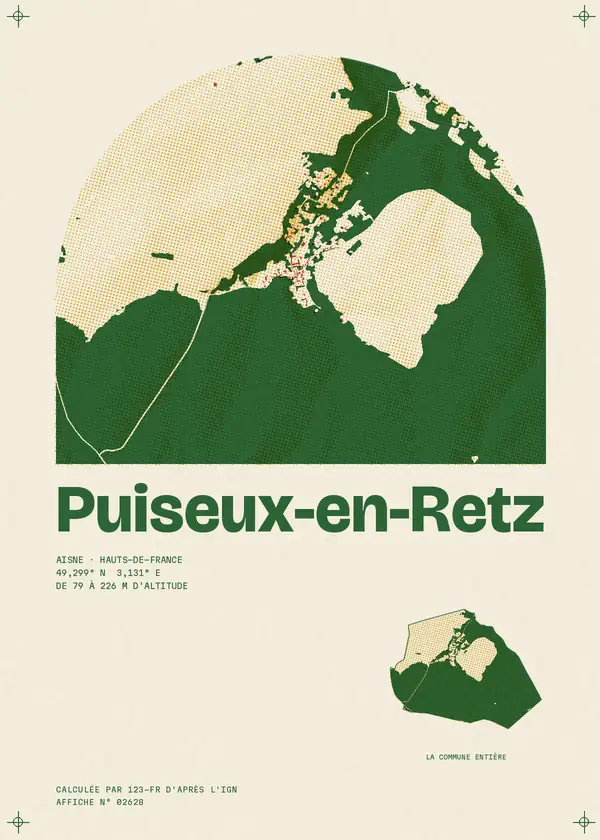 Affiche de Puiseux-en-Retz, calculée par 123-fr d'après l'IGN
