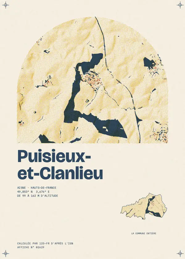 Affiche de Puisieux-et-Clanlieu, calculée par 123-fr d'après l'IGN