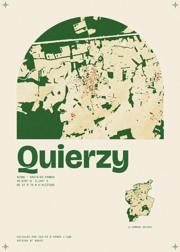 Affiche de Quierzy, calculée par 123-fr d'après l'IGN