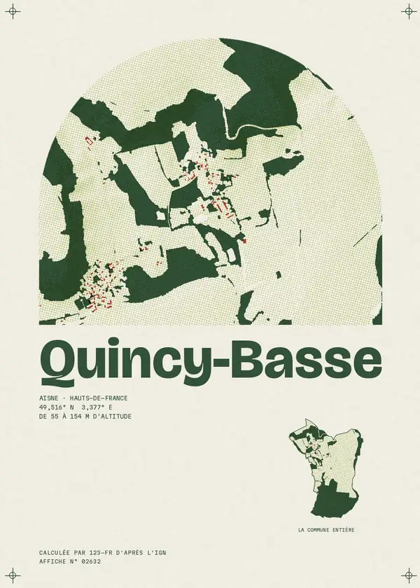 Affiche de Quincy-Basse, calculée par 123-fr d'après l'IGN
