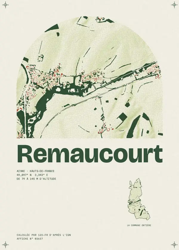 Affiche de Remaucourt, calculée par 123-fr d'après l'IGN