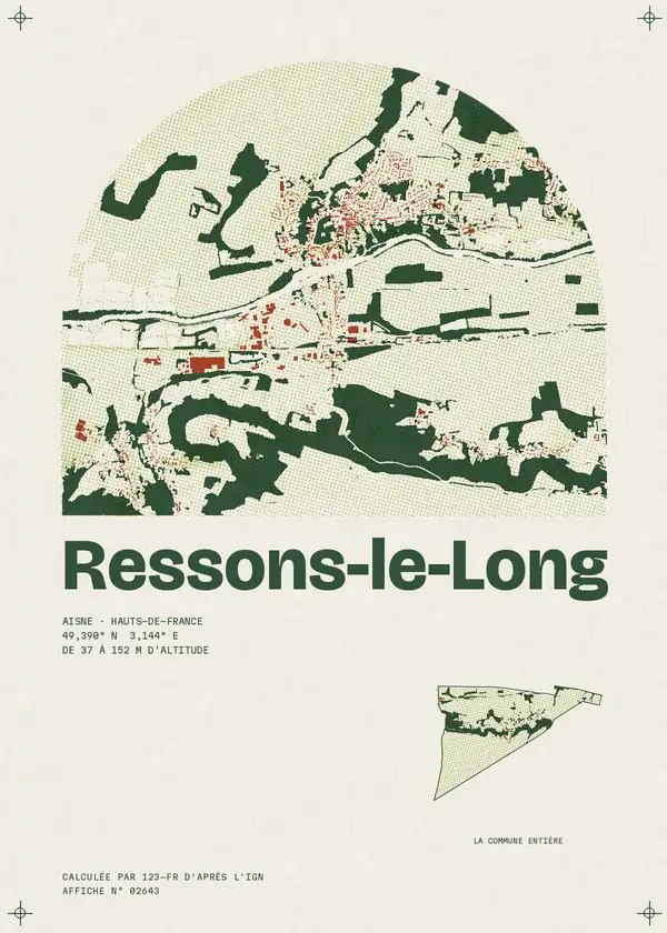 Affiche de Ressons-le-Long, calculée par 123-fr d'après l'IGN