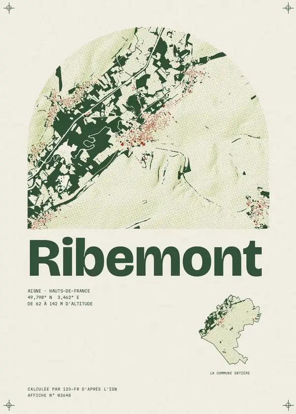 Affiche de Ribemont, calculée par 123-fr d'après l'IGN
