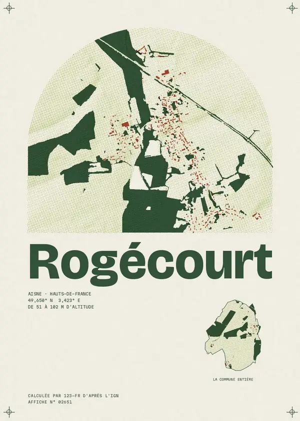 Affiche de Rogécourt, calculée par 123-fr d'après l'IGN
