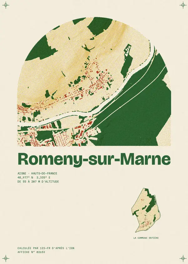 Affiche de Romeny-sur-Marne, calculée par 123-fr d'après l'IGN
