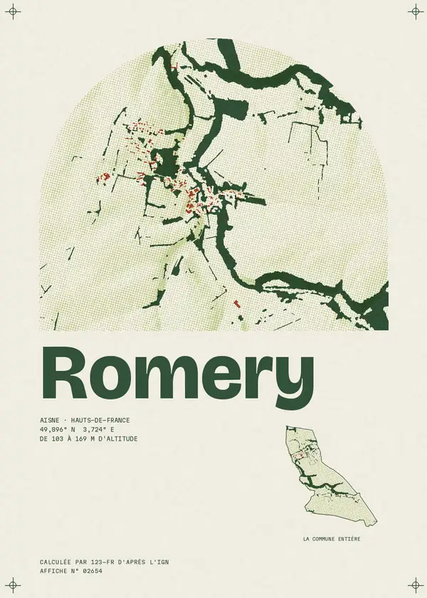Affiche de Romery, calculée par 123-fr d'après l'IGN