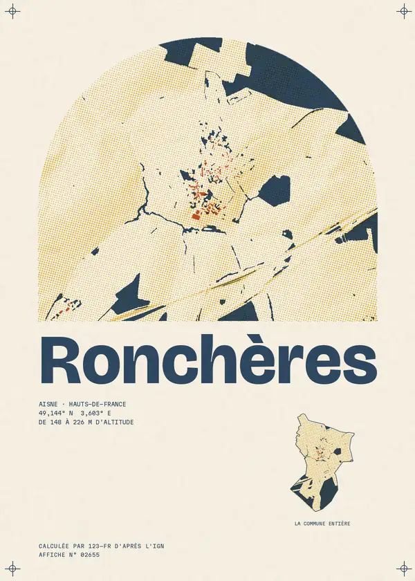 Affiche de Ronchères, calculée par 123-fr d'après l'IGN