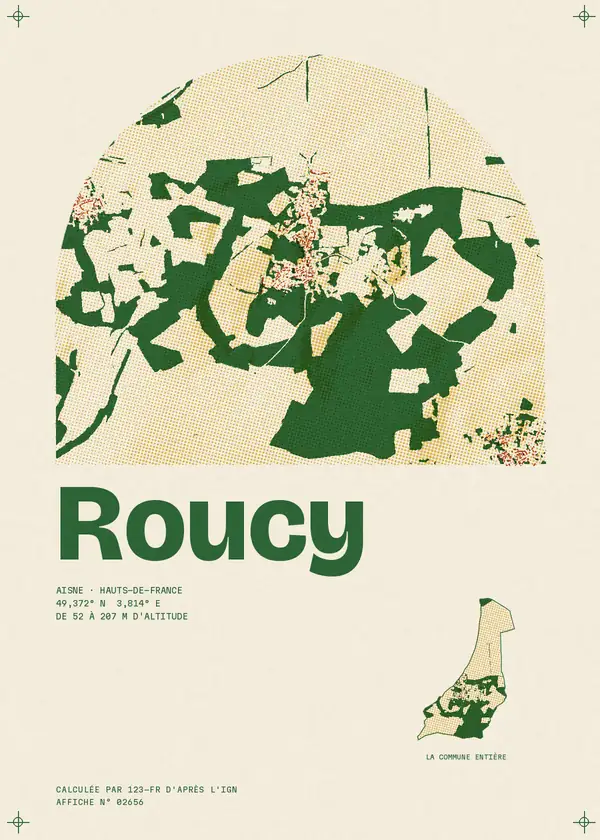 Affiche de Roucy, calculée par 123-fr d'après l'IGN