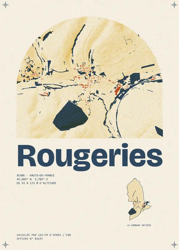 Affiche de Rougeries, calculée par 123-fr d'après l'IGN
