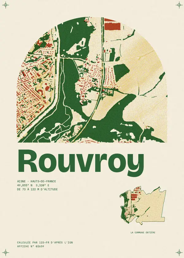 Affiche de Rouvroy, calculée par 123-fr d'après l'IGN