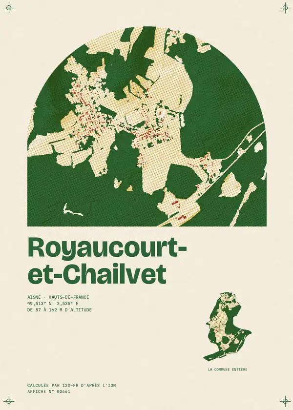 Affiche de Royaucourt-et-Chailvet, calculée par 123-fr d'après l'IGN