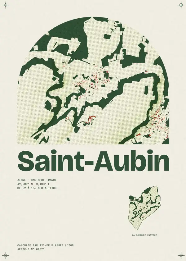 Affiche de Saint-Aubin, calculée par 123-fr d'après l'IGN