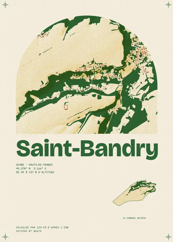 Affiche de Saint-Bandry, calculée par 123-fr d'après l'IGN