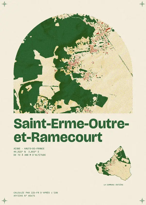 Affiche de Saint-Erme-Outre-et-Ramecourt, calculée par 123-fr d'après l'IGN