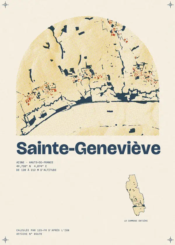 Affiche de Sainte-Geneviève, calculée par 123-fr d'après l'IGN
