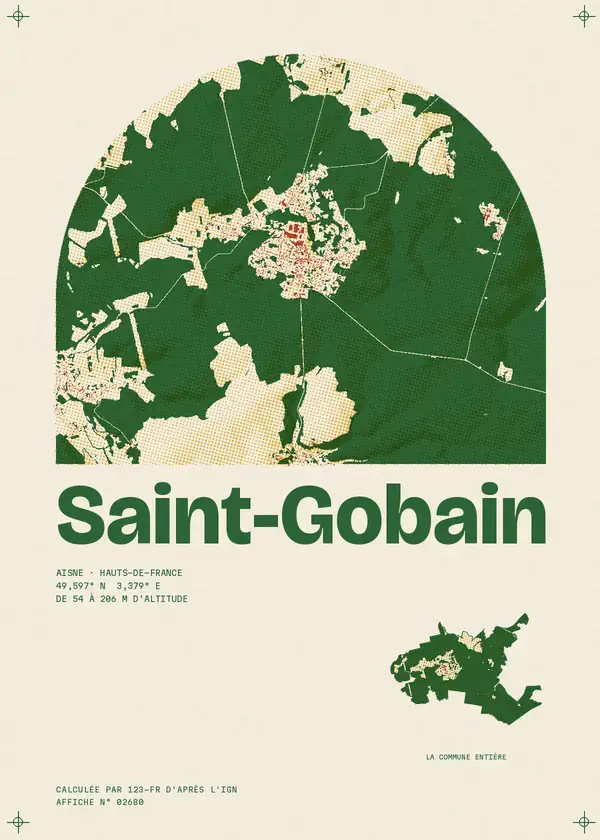 Affiche de Saint-Gobain, calculée par 123-fr d'après l'IGN