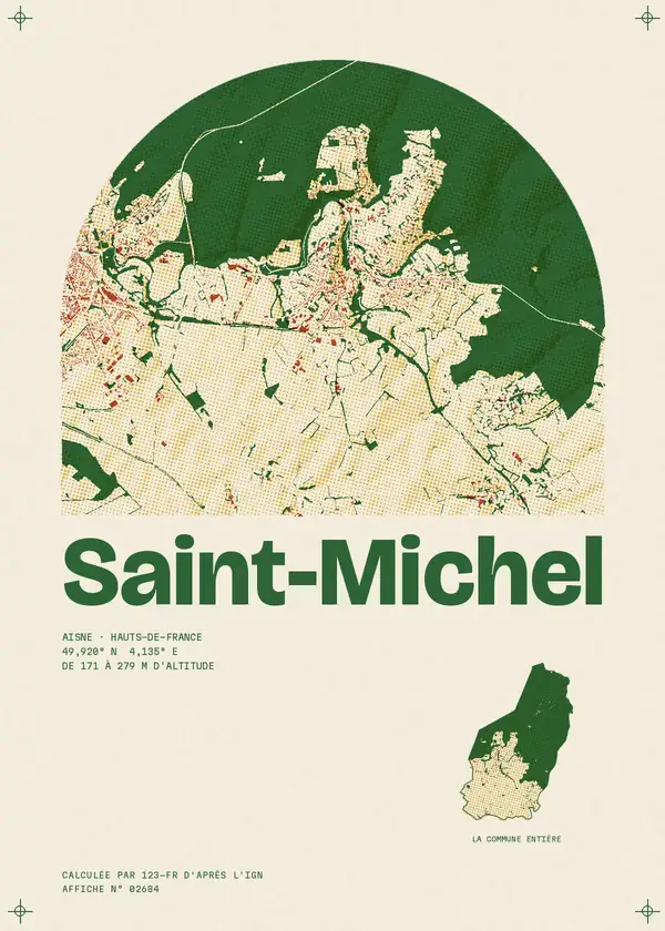 Affiche de Saint-Michel, calculée d'après l'IGN
