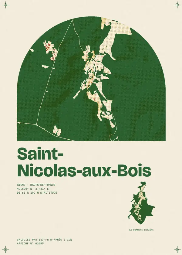 Affiche de Saint-Nicolas-aux-Bois, calculée par 123-fr d'après l'IGN