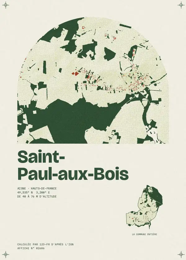 Affiche de Saint-Paul-aux-Bois, calculée par 123-fr d'après l'IGN