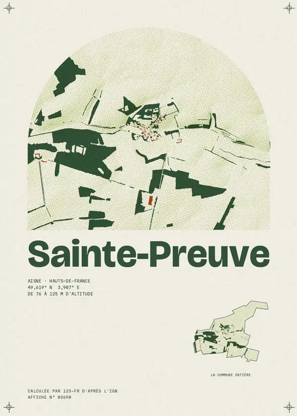 Affiche de Sainte-Preuve, calculée par 123-fr d'après l'IGN