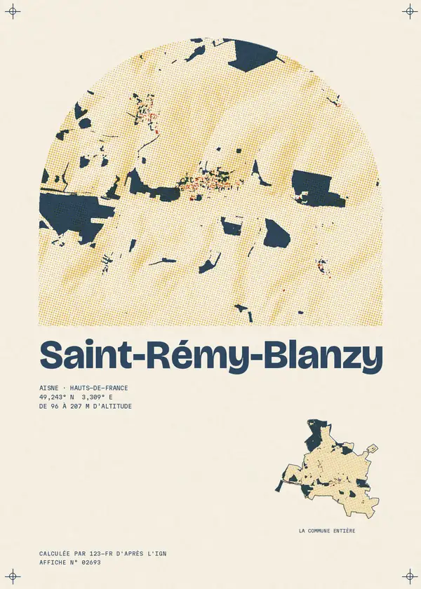 Affiche de Saint-Rémy-Blanzy, calculée par 123-fr d'après l'IGN