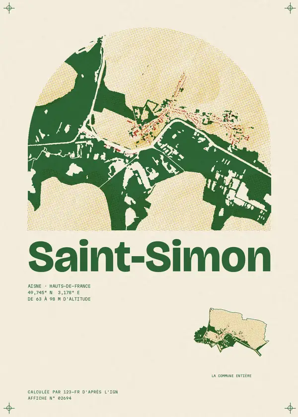 Affiche de Saint-Simon, calculée par 123-fr d'après l'IGN