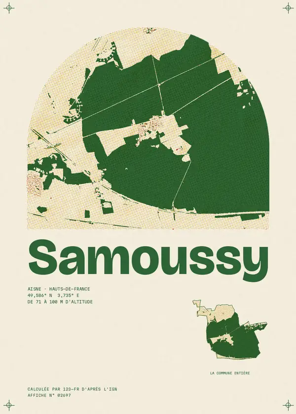 Affiche de Samoussy, calculée par 123-fr d'après l'IGN