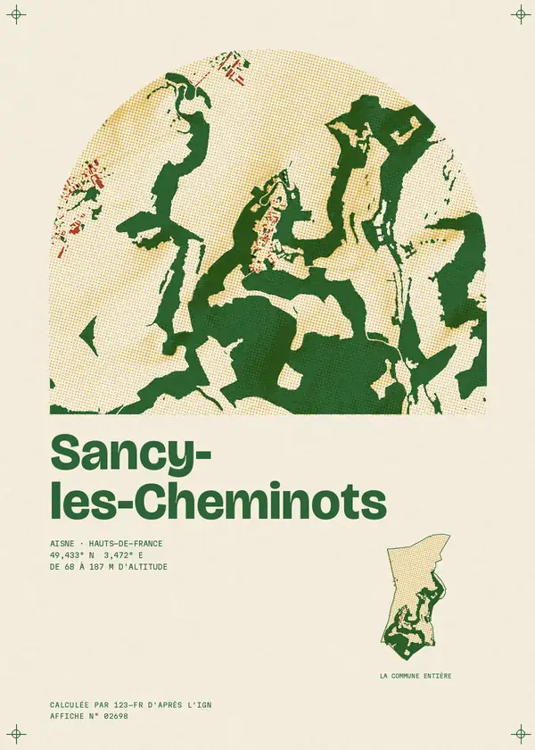 Affiche de Sancy-les-Cheminots, calculée par 123-fr d'après l'IGN