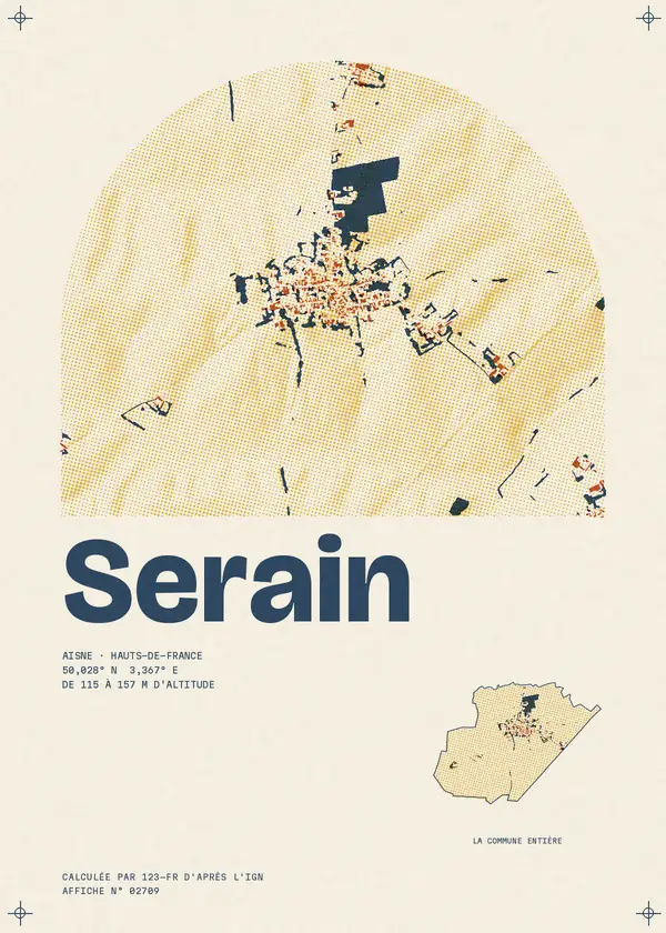 Affiche de Serain, calculée par 123-fr d'après l'IGN