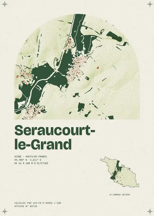 Affiche de Seraucourt-le-Grand, calculée par 123-fr d'après l'IGN