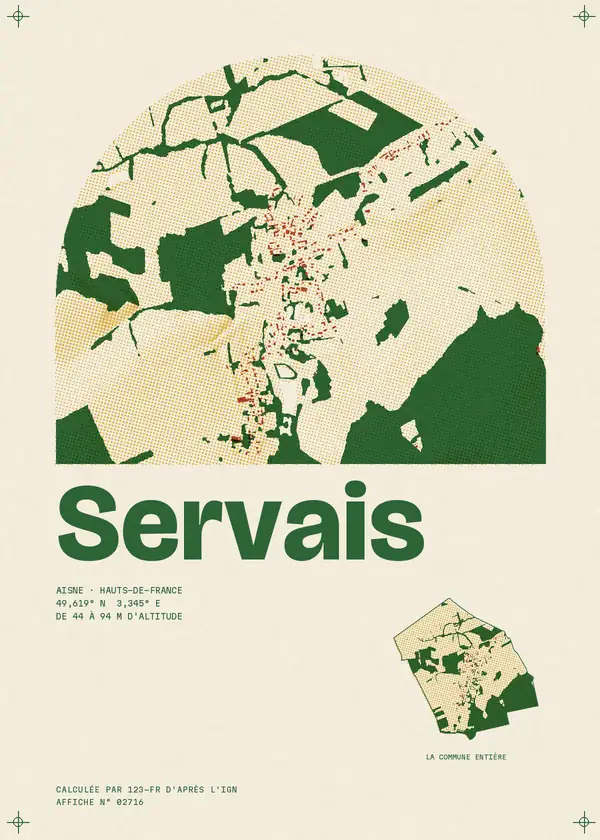 Affiche de Servais, calculée par 123-fr d'après l'IGN