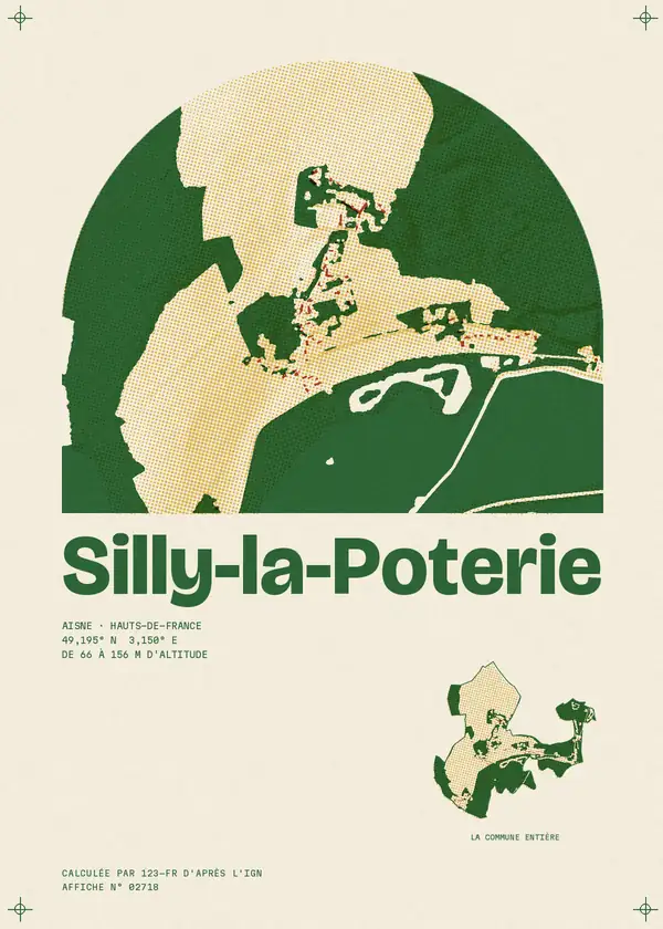 Affiche de Silly-la-Poterie, calculée par 123-fr d'après l'IGN