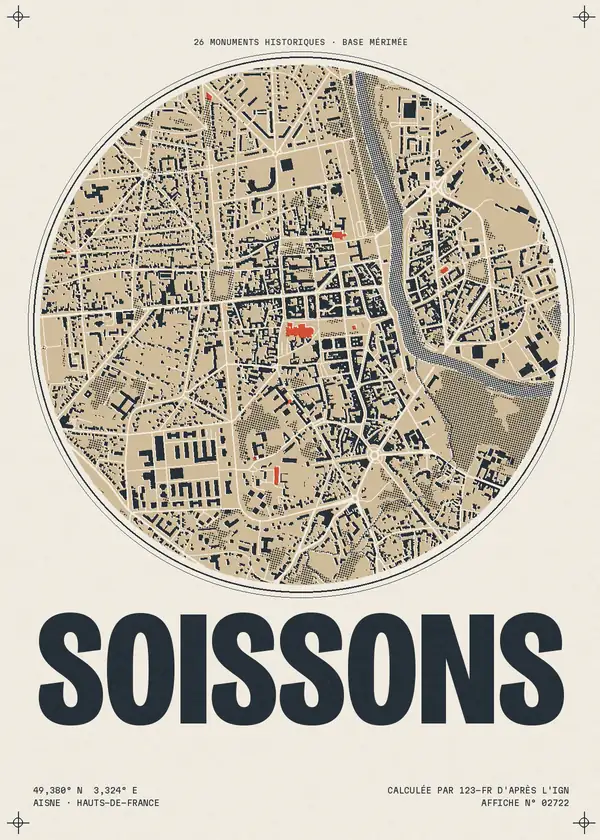 Affiche de Soissons, calculée par 123-fr d'après l'IGN