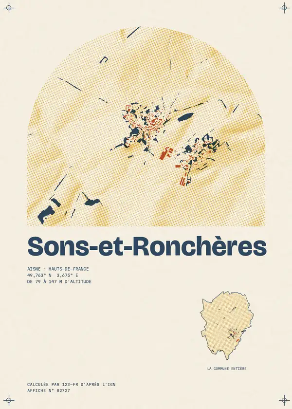 Affiche de Sons-et-Ronchères, calculée par 123-fr d'après l'IGN