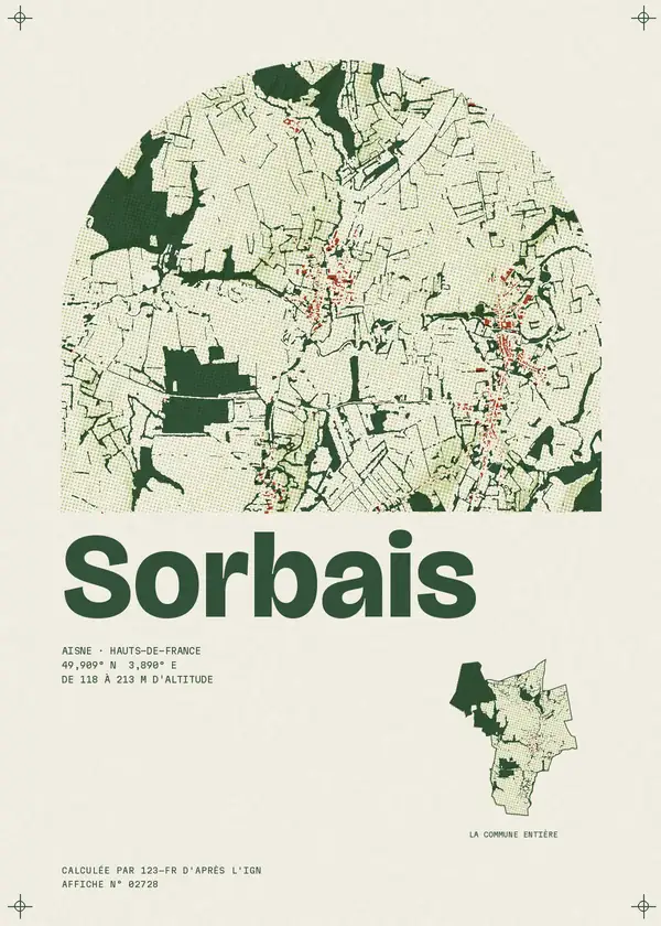 Affiche de Sorbais, calculée par 123-fr d'après l'IGN
