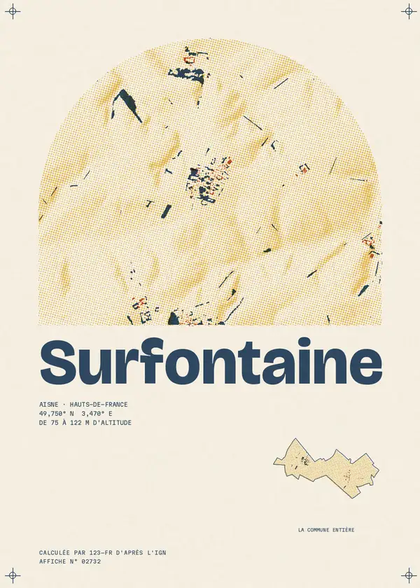 Affiche de Surfontaine, calculée par 123-fr d'après l'IGN