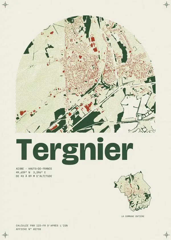 Affiche de Tergnier, calculée par 123-fr d'après l'IGN