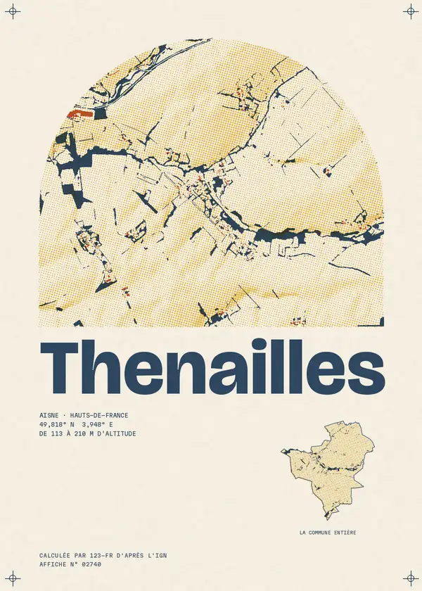 Affiche de Thenailles, calculée par 123-fr d'après l'IGN