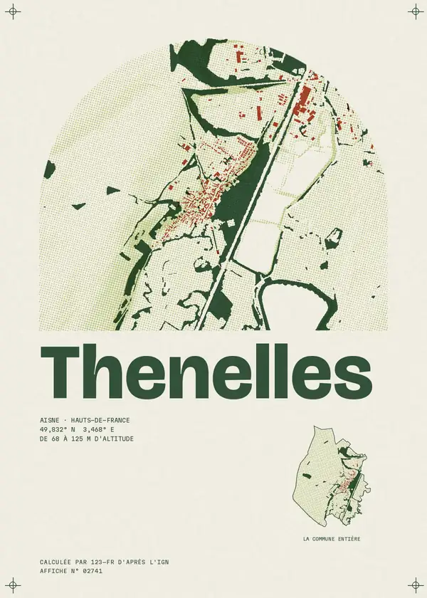 Affiche de Thenelles, calculée par 123-fr d'après l'IGN