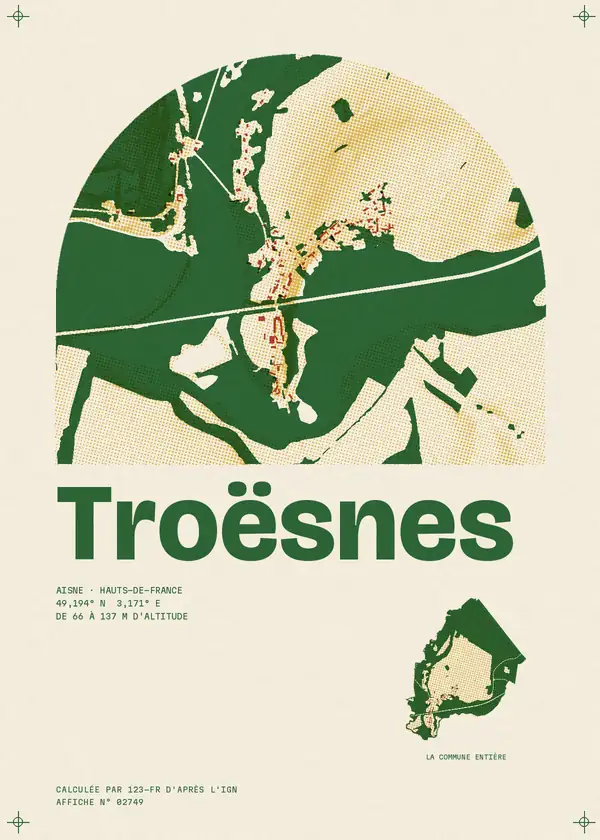 Affiche de Troësnes, calculée par 123-fr d'après l'IGN