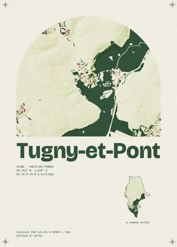 Affiche de Tugny-et-Pont, calculée par 123-fr d'après l'IGN
