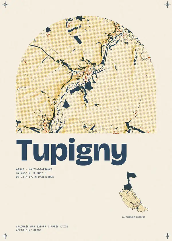 Affiche de Tupigny, calculée par 123-fr d'après l'IGN