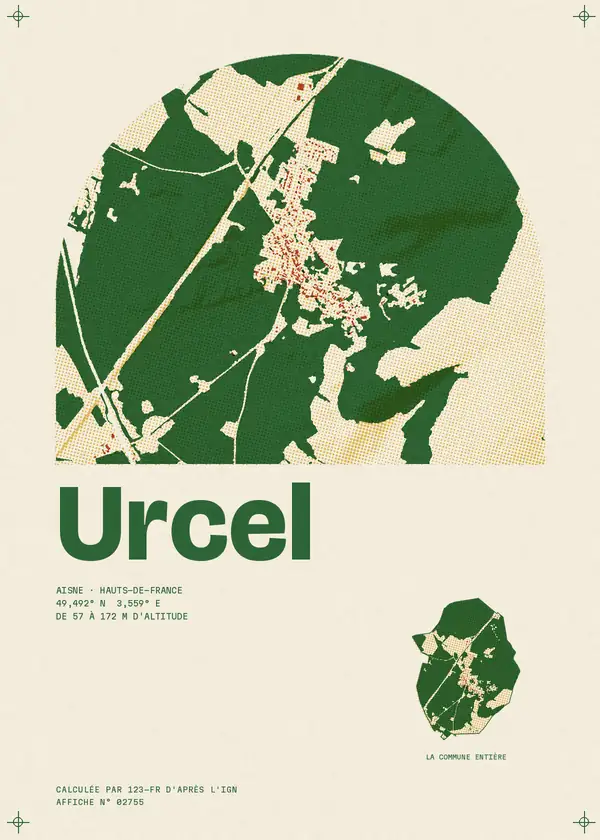 Affiche de Urcel, calculée par 123-fr d'après l'IGN