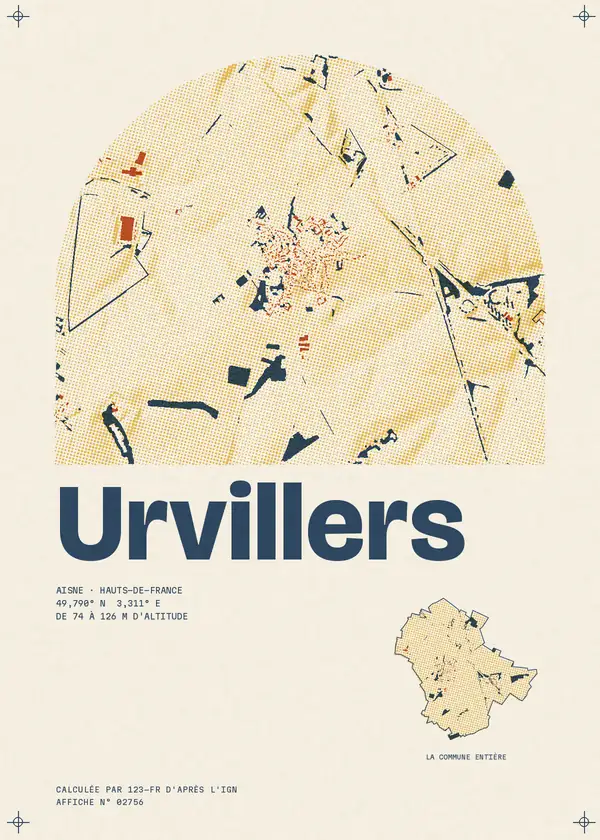 Affiche de Urvillers, calculée par 123-fr d'après l'IGN