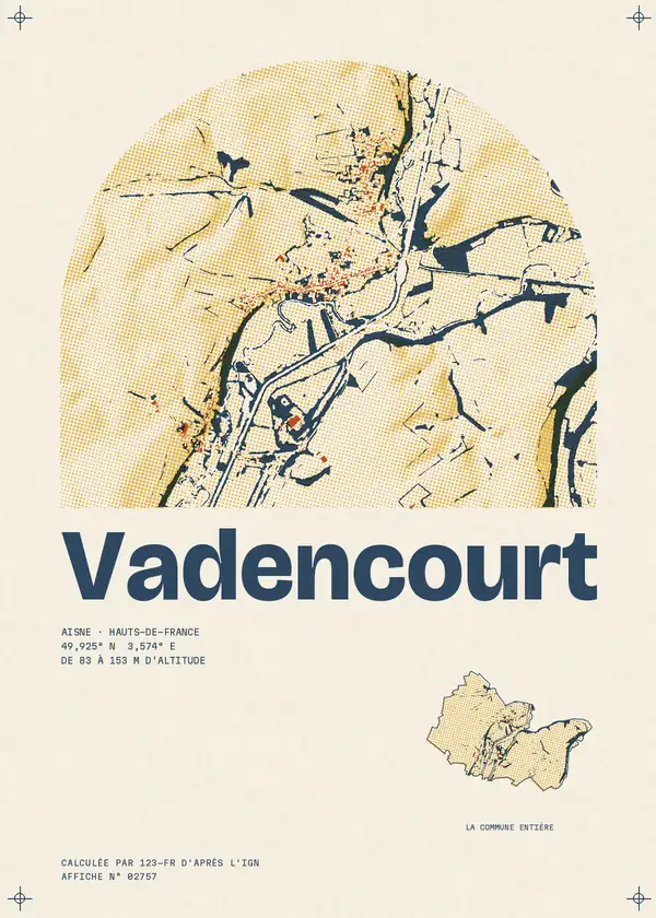 Affiche de Vadencourt, calculée par 123-fr d'après l'IGN