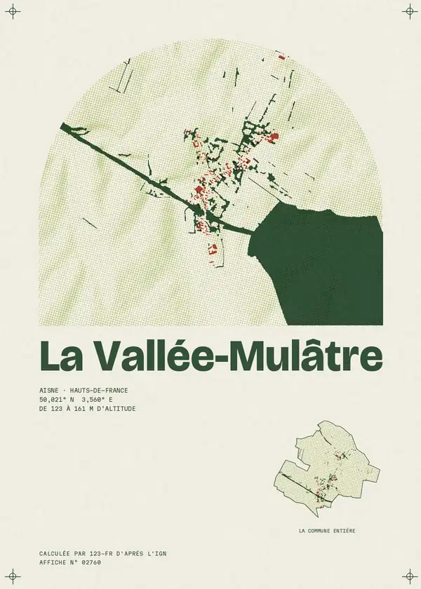 Affiche de La Vallée-Mulâtre, calculée par 123-fr d'après l'IGN