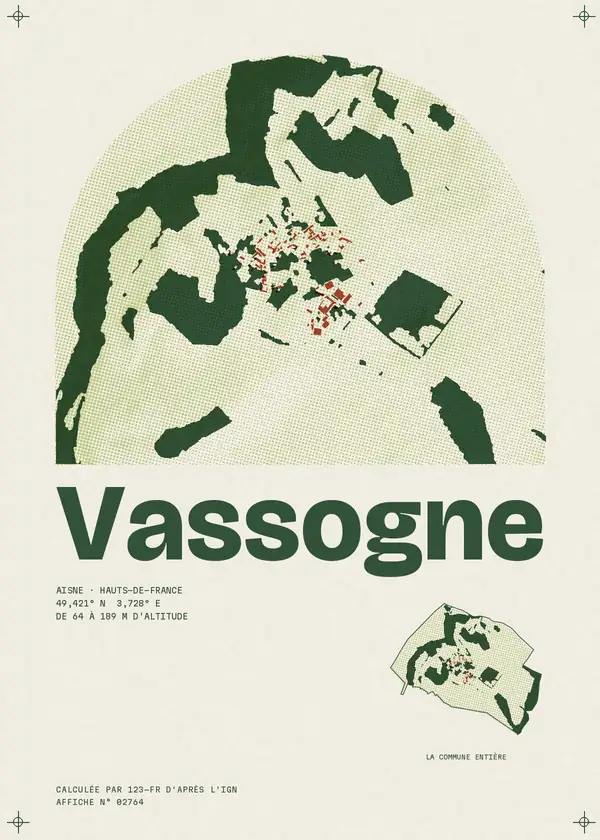 Affiche de Vassogne, calculée par 123-fr d'après l'IGN