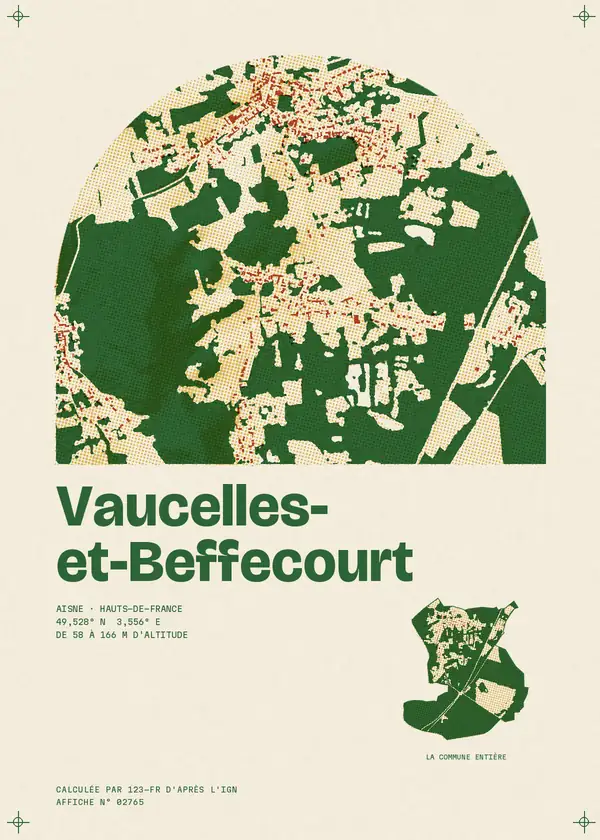 Affiche de Vaucelles-et-Beffecourt, calculée par 123-fr d'après l'IGN