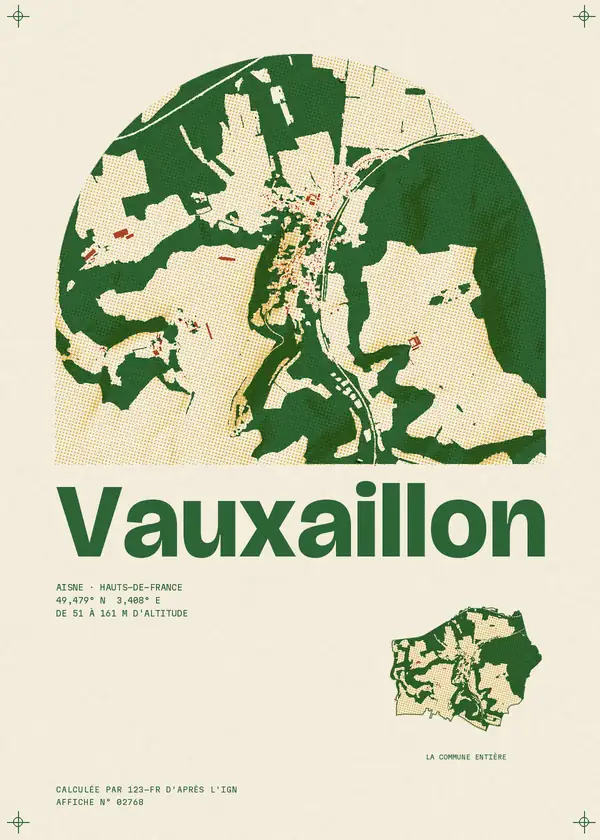Affiche de Vauxaillon, calculée par 123-fr d'après l'IGN
